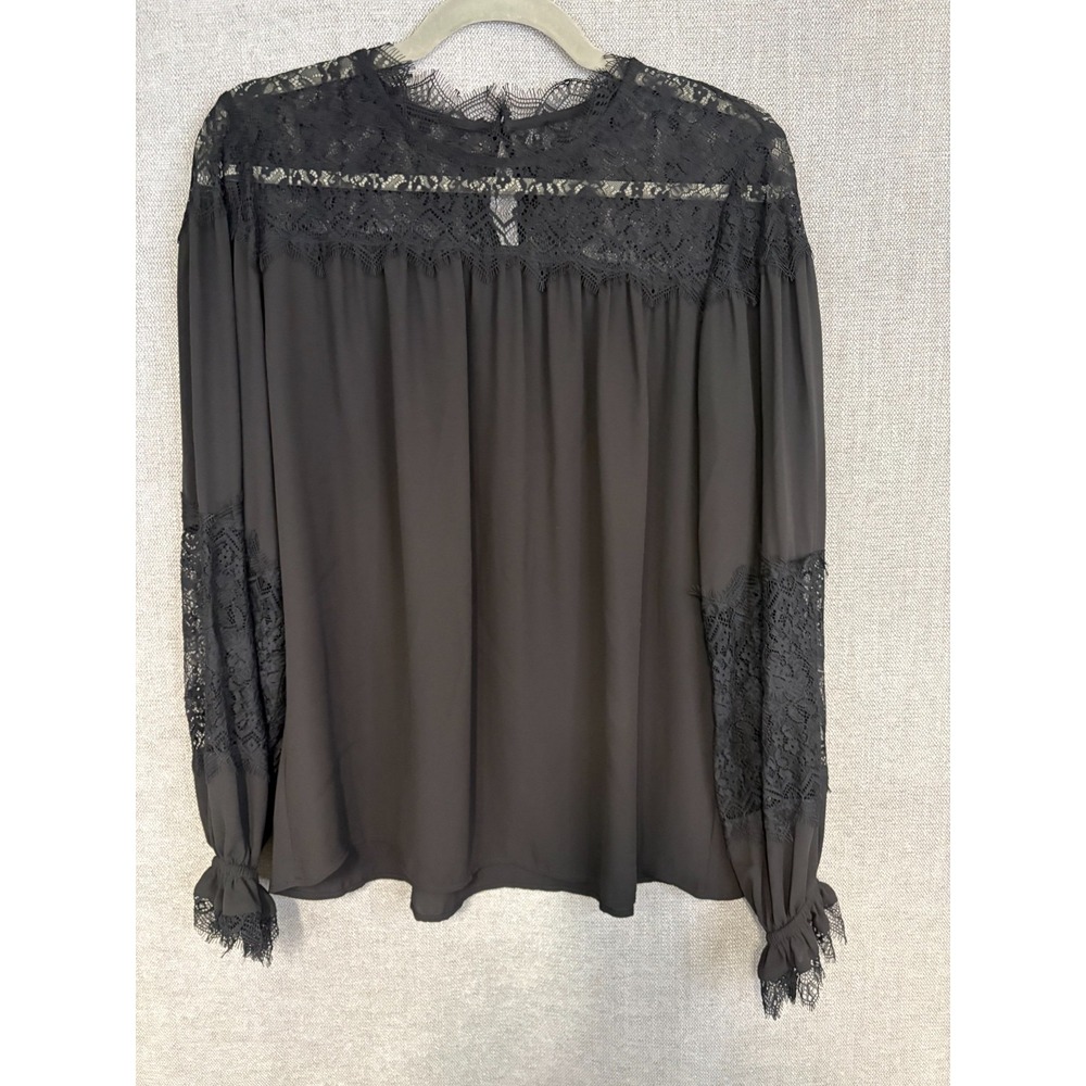 White House Black Market Top Womens Medium Black Lace Detail Whimsigoth Party